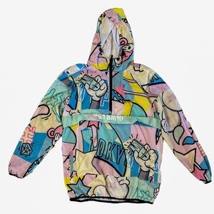 REASON Graphic Print 1/4 Zip‎ Windbreaker